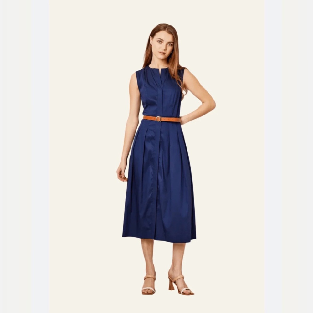 Cartolina Hadley Midi Dress Tencel Navy Size Medium